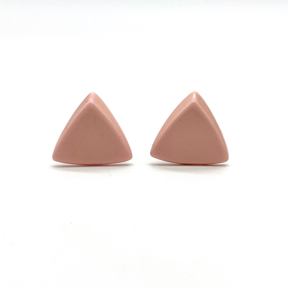 Vintage Pink Triangle Clip On Earrings Retro Geometric Jewelry‎